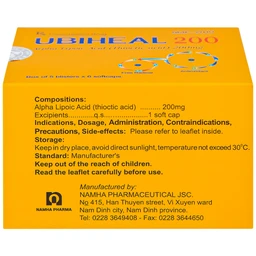 Thuốc Ubiheal 200 Nam Hà điều trị các rối loạn cảm giác  do bệnh thần kinh đái tháo đường (5 vỉ x 6 viên)