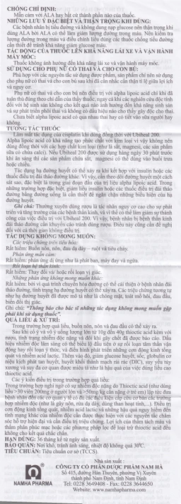 Thuốc Ubiheal 200 Nam Hà điều trị các rối loạn cảm giác  do bệnh thần kinh đái tháo đường (5 vỉ x 6 viên)