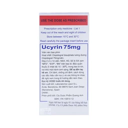 Thuốc Ucyrin 75mg Lesvi giảm những biến cố xơ vữa động mạch (2 vỉ x 14 viên)