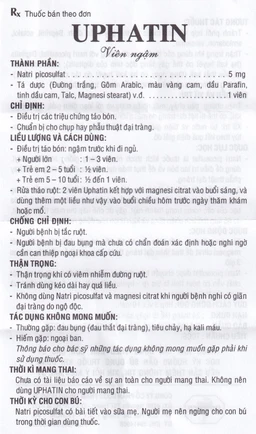 Viên ngậm Uphatin 5mg Uphace điều trị các triệu chứng táo bón (3 vỉ x 10 viên) 
