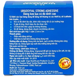 Băng keo lụa Urgosyval 2.5cmx5m Strong Adhesive Tape băng vết thương trong phẫu thuật và cố định thiết bị y tế