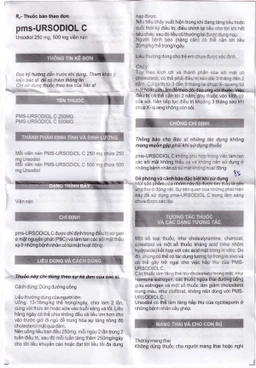 Thuốc Ursodiol C 500mg PharmaScience điều trị xơ gan ứ mật, làm tan sỏi mật (100 viên)