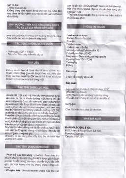 Thuốc Ursodiol C 500mg PharmaScience điều trị xơ gan ứ mật, làm tan sỏi mật (100 viên)