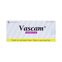 Thuốc Vascam 5mg United điều trị cao huyết áp, đau thắt ngực ổn định mạn tính (3 vỉ x 10 viên)