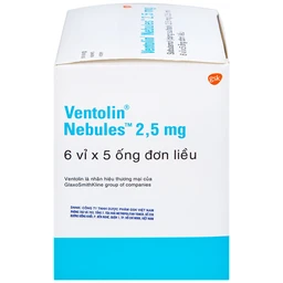 Dung dịch khí dung Ventolin Nebules 2.5mg GSK điều trị, ngăn ngừa co thắt phế quản (6 vỉ x 5 ống)
