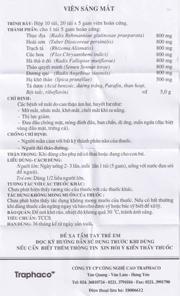 Viên Sáng Mắt Traphaco điều trị mờ mắt, nhức mắt, khô mắt (10 gói x 5g) 