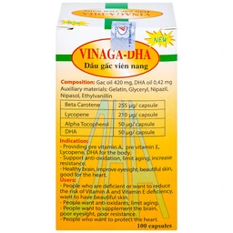 Giúp bổ não Dầu gấc viên nang Vinaga - DHA (100 viên)