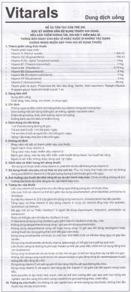 Dung dịch uống Vitarals Pharmedic phòng ngừa và điều chỉnh tình trạng thiếu hụt Vitamin (20ml)