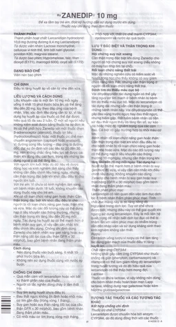 Thuốc Zanedip 10mg Recordati điều trị tăng huyết áp vô căn (2 vỉ x 14 viên)