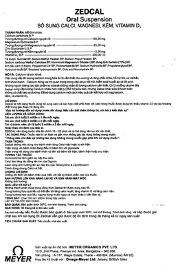 Siro Zedcal Meyer bổ sung Canxi và thiếu hụt Vitamin D3 (200ml)