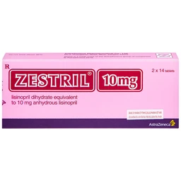 Thuốc Zestril 10mg AstraZeneca điều trị tăng huyết áp, suy tim (2 vỉ x 14 viên)