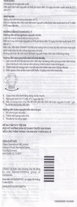 Cốm pha hỗn dịch uống Zinnat Suspension 125mg GSK hỗ trợ điều trị viêm xoang, viêm amidan (10 gói)