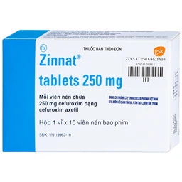 Thuốc Zinnat 250mg GSK điều trị nhiễm khuẩn (1 vỉ x 10 viên) 2