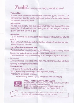 Xịt khử mùi Zuchi Hoa Linh ngăn ngừa hôi nách, hôi chân (20ml)