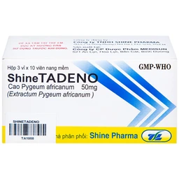 Thuốc ShineTadeno 50mg Medisun phòng và hỗ trợ điều trị rối loạn đường tiểu (3 vỉ x 10 viên)