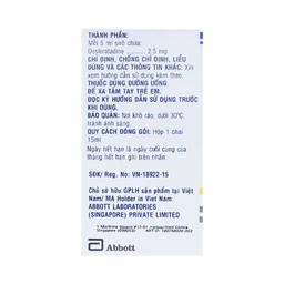 Syrup Rinofil 2.5mg/5ml Abbott giảm viêm mũi dị ứng (15ml) 