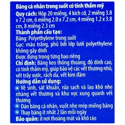 Băng cá nhân Urgo Transparent Assorted 4 kích cỡ, trong suốt (20 miếng)