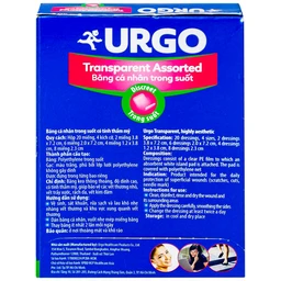 Băng cá nhân Urgo Transparent Assorted 4 kích cỡ, trong suốt (20 miếng)