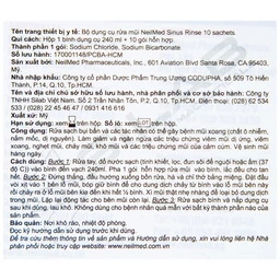 Bộ rửa mũi Neilmed Sinus Rinse (1 bình + 10 gói) làm sạch và ngăn ngừa viêm xoang, viêm mũi dị ứng
