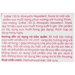 Xịt xua muỗi Soffell hương hoa giúp chống muỗi trong suốt 8 giờ (80ml)