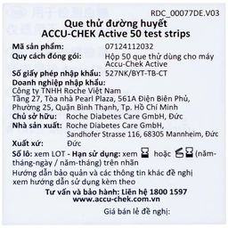 Que thử đường huyết Accu Chek Active (50 que)