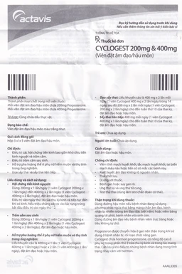 Viên đặt Cyclogest 400mg Actavis điều trị các hội chứng tiền kinh, trầm cảm (3 vỉ x 5 viên)