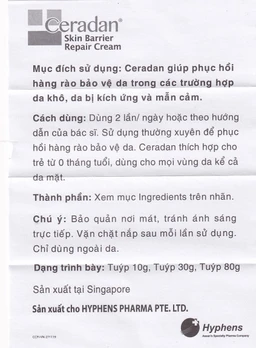 Kem dưỡng ẩm cho bé Ceradan Ceramide skin barrier repair cream 10g