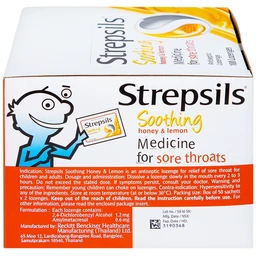 Viên ngậm Strepsils Soothing mật ong & chanh giảm đau họng (50 gói x 2 viên)