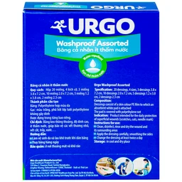 Băng cá nhân Urgo Washproof Assorted 4 kích cỡ, ít thấm nước (20 miếng)