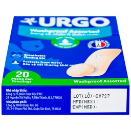 Băng cá nhân Urgo Washproof Assorted 4 kích cỡ, ít thấm nước (20 miếng)