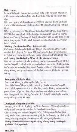 Thuốc Ferricure 150mg Trenker điều trị thiếu sắt, thiếu máu do thiếu sắt (2 vỉ x 14 viên)