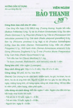Viên ngậm Bảo Thanh Hoa Linh không đường - bổ phế, trừ ho, hóa đờm (20 vỉ x 5 viên)
