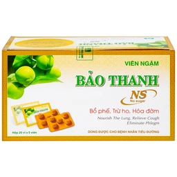 Viên ngậm Bảo Thanh Hoa Linh không đường - bổ phế, trừ ho, hóa đờm (20 vỉ x 5 viên)