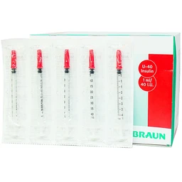 Bơm tiêm tiểu đường Omnican 1ml/40iu Braun màu đỏ (100 cái)