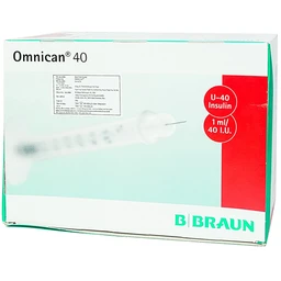 Bơm tiêm tiểu đường Omnican 1ml/40iu Braun màu đỏ (100 cái)