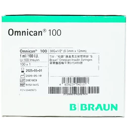 Bơm tiêm tiểu đường Omnican 1ml/100iu Braun màu cam (100 cái)