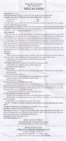 Thuốc Mezacosid 4mg Hataphar điều trị thoái hóa đốt sống, vẹo cổ, đau lưng (3 vỉ x 10 viên)