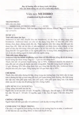 Viên nén Medibro 30mg Arlico tiêu chất nhầy đường hô hấp (10 vỉ x 10 viên)