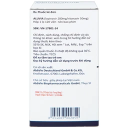 Thuốc Aluvia 200mg/50mg Abbott hỗ trợ điều trị nhiễm HIV-1 (120 viên)