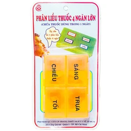 Hộp phân liều thuốc 4 ngăn vuông lớn giúp phân chia liều lượng thuốc trong ngày