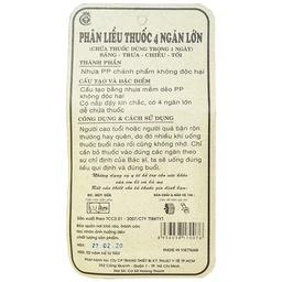 Hộp phân liều thuốc 4 ngăn vuông lớn giúp phân chia liều lượng thuốc trong ngày