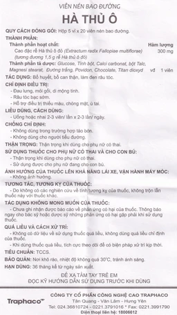 Thuốc Hà Thủ Ô Traphaco điều trị đau lưng, mỏi gối, di mộng tinh (5 vỉ x 20 viên)
