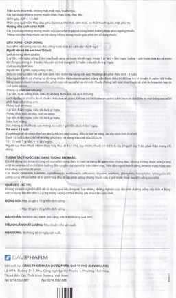 Hỗn dịch uống Gellux 1g Davipharm điều trị ngắn ngày loét tá tràng, dạ dày lành tính (20 gói x 15g)