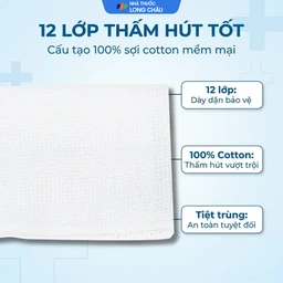 Gạc tiệt trùng Bảo Thạch nhỏ 5x6.5cm x 12 lớp (10 miếng) sơ cứu vết thương, thấm máu và dịch tiết 3