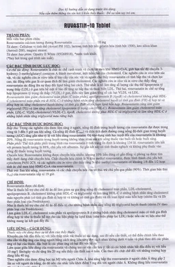 Thuốc Ruvastin 10mg Aristopharma giảm sự gia tăng cholesterol toàn phần (20 viên)