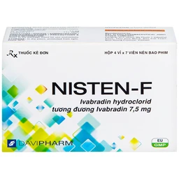 Viên nén Nisten-F 7,5mg DaViPharm điều trị bệnh mạch vành, đau thắt ngực (4 vỉ x 7 viên)
