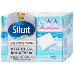 Bông trang điểm Silcot Nhật Bản không xù bông, thấm hút dung dịch giúp tiết kiệm mỹ phẩm dưỡng da (82 miếng)