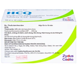 Thuốc HCQ 200mg Zydus Cadila điều trị sốt rét cấp tính, lupus ban đỏ (10 vỉ x 10 viên)