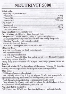 Bột pha tiêm Neutrivit 5000 Bidiphar điều trị viêm thần kinh (4 cặp)