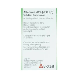 Dịch truyền Albiomin 20% Biotest điều trị cấp cứu trường hợp choáng do giảm thể tích máu (50ml)